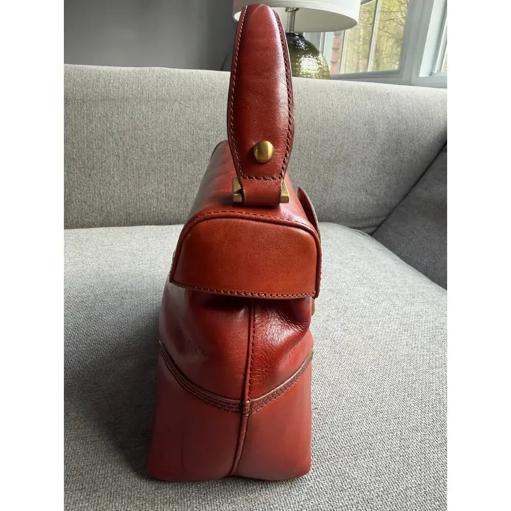 Vintage Maxx New York Hand Purse Leather Cognac Buckle Classic